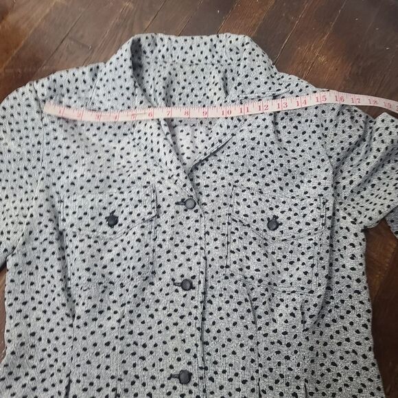 Vintage 80s 90s Gray Black Abstract Dot Long Sleeve Dress - Picture 6 of 12